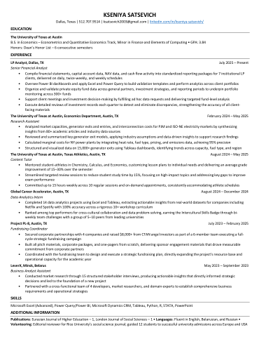 Résumé — first page preview